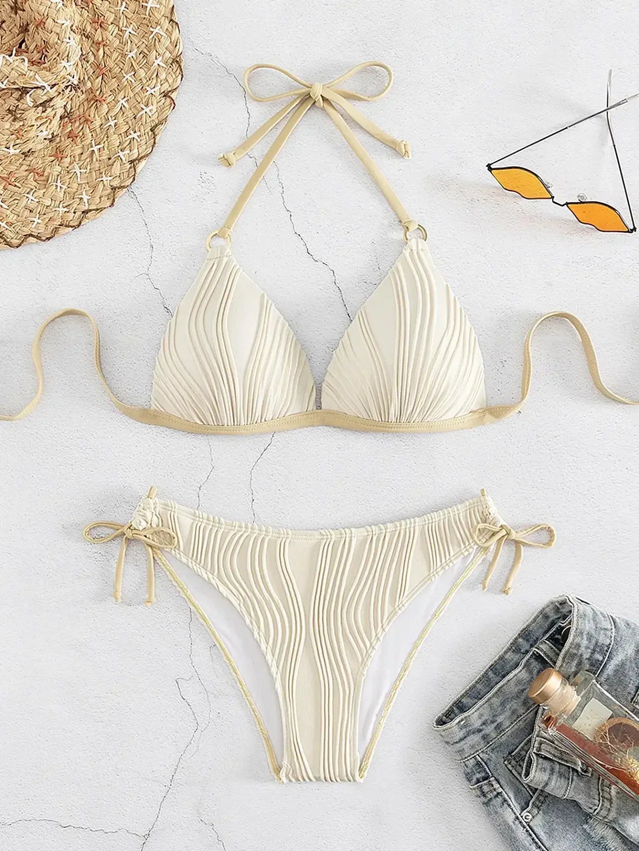 Push Up Bikini Set - Beige / S