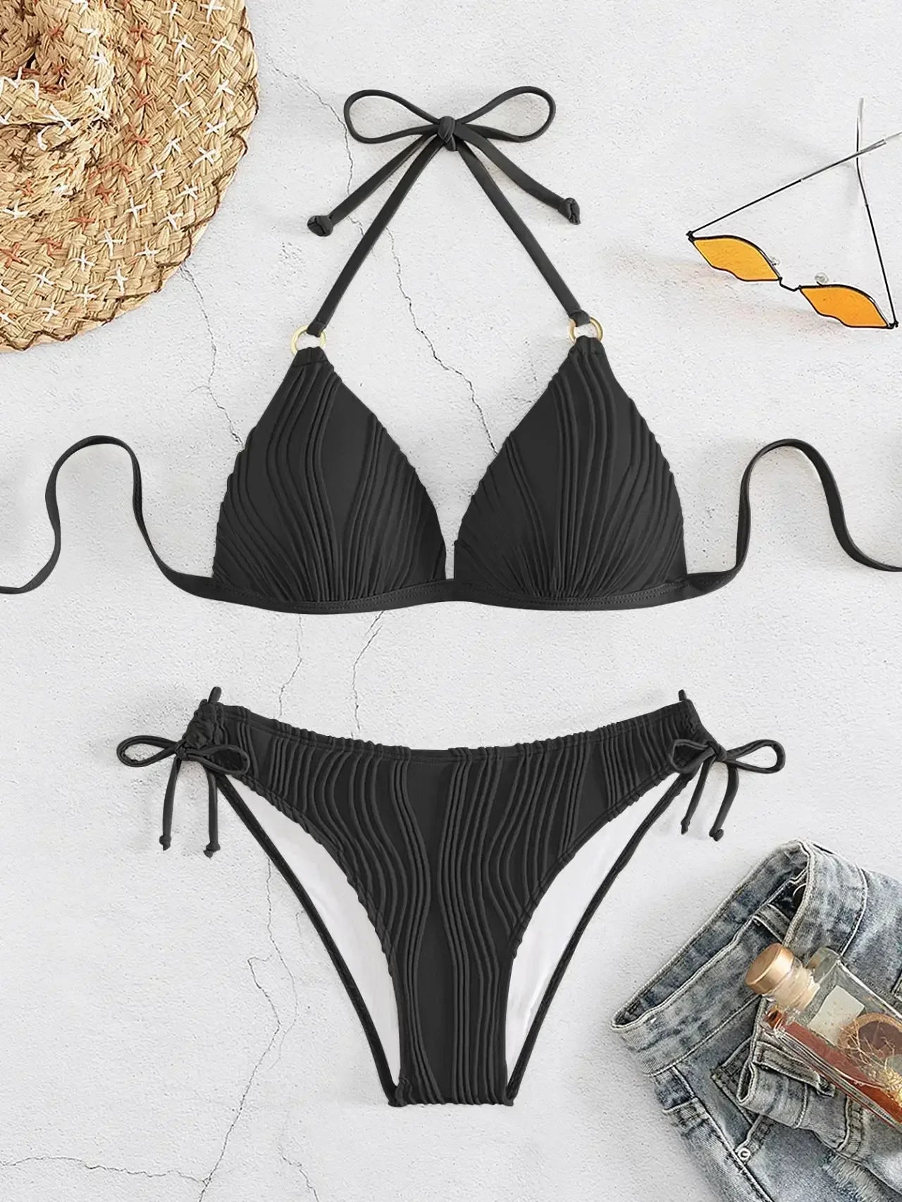 Push Up Bikini Set - Black / S